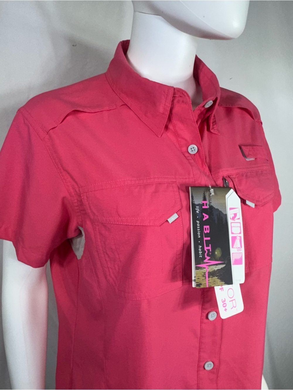 Habit Women’s 30+ UPF Short Sleeve Button-Down Fishing Outdoors Shirt - Picture 2 of 7